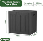 EasyUp 30 Gallon Resin Deck Box Waterproof, UV Resistant Outdoor Storage Box for Delivery, Patio, Garden,and Porch,Striped Black