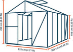 Greenhouse Diamas 23 Premium 7.7 x 12.6 ft with Approx. 16 mm Polycarbonate Panels, Natural Aluminum Color