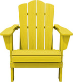 KINGYES Folding Adirondack Chair Set of 2, HDPE All-Weather Folding Adirondack Chair, Yellow