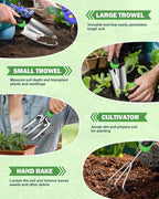 Garden Tools Set, 8 in 1 Heavy Duty Garden Tools Kit, Stainless Steel Ergonomic Gardening Hand Tool with Upgraded Bag, Gardening Supplies Gift for Women, Kid, Organizer