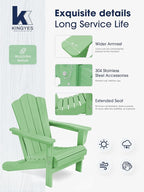 KINGYES Folding Adirondack Chair Set of 2, HDPE All-Weather Folding Adirondack Chair, Light Green