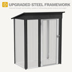 DWVO 5x3ft Outdoor Storage Shed, Weatherproof Tool Shed w/Locking Entry & Ventilation for Grass Cutter, Bike, Equipment, Courtyard, Garden (Dark Gray)