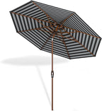 Midtown Umbrellas Sunbrella Umbrella Large Patio Umbrella 2-10 Feet in Black & White Fabric, Auto-Tilt Aluminum Frame Backyard Umbrella, Deck Umbrella, Garden Umbrella & Porch Umbrella - Wooden Pole