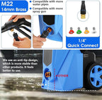 Pressure Cleaner 5000 PSI,2.8 GPM Power Cleaner with Foam Cannon,Portable Cleaner with 33ft Hose Reel,4 Nozzle Tips,and Soap Bottle for Cars/Home/Driveways/Patios/Decks/Fences(Blue)