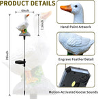 Solar Porch Goose Statue Garden Decor, 29 inch with Motion-Activated Sound Outdoor Decor for Lawn Patio Yard Balcony - Unique Gift for Garden Lovers