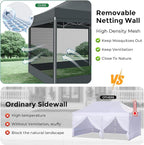 COBIZI 10x30 Heavy Duty Pop Up Canopy Tent with 8 Sidewalls, Commercial Gazebo Party Tent with Mosquito Netting Wall Easy Set Up Outdoor Instant Screen Tent for Backyard, Patio, Garden, Gray