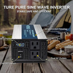 WZRELB 500W Pure Sine Wave Inverter 24V DC to 110V 120V AC Power Converter with LED Display, Off-Grid Portable Power Inverter with 2 AC Outlets for Home, RV, Truck, Camping