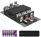 Commander Deck Box for MTG, 6-Deck Modular Card Case with Dice Tray Holds 600+ Double-sleeved Cards, Removable Trading Cards Storage Box with 35PT Magnetic Card Holders for TCG, Black Grey