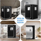 Smartmak Portable Steam Sauna, Personal Sauna Box for Home Spa, 4L Steamer, Full Body Sauna Tent with Adjustable Vision, 16 Levels, 99 Minute Timer, Remote Control, Light, Large Foldable Chair, Black
