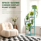 TOSKING 5 Tier Tall Plant Stand Indoor Outdoor, Heavy Duty Corner Shelf for Plants & Decor, Space Saving 3.9FT Metal Flower Pot Stand for Balcony, Garden, Living Room, Patio (Blue, 47in)