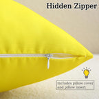 18" x 18" Throw Pillows, Outdoor Waterproof Pillows with Inserts, Square Decorative Pillows for Patio Furniture Garden Couch Sofa Home(Yellow, Set of 4)