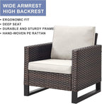 HUMMUH 10 Piece Patio Furniture PE Wicker 6-Seater Outdoor Sectional Sofa with Dinning Table Patio Swivel Chairs Outdoor Chairs for Porch,Garden,Backyard,Deck(Brown/Beige)