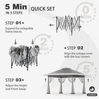 Bezseller 13x13 Pop Up Gazebo Tent with Mosquito Netting – Quick Set Up, Water-Resistant Outdoor Canopy for Patio, Garden, Backyard, and More,Deep Grey