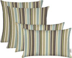 RSH DECOR: Sunbrella Lumbar & Square Pillows Set of 4 | 20" x 12" & 17" x 17" | Water and Fade-Resistant Performance Fabric | Outdoor Throw Pillows for Patio Furniture | Brannon Whisper