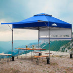 EAGLE PEAK 17x10 Pop up Gazebo Canopy Tent Outdoor Instant Canopy Shelter with Adjustable Dual Half Awnings (Sky Blue)