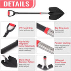 SHARK ATTACK Heavy Duty Garden Shovel 43.3 inch with D-Grip Handle, 6.3'' Serrated Steel Blade for Digging and Landscaping, Beach Shovel, Car Snow Shovel