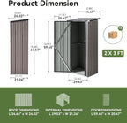 Aoxun 30x21 in Outdoor Storage Cabinet Metal Garden Shed, Indoor& Outdoor Waterproof Vertical Storage Shed for Patio Garden, Garage, Porch (Brown, 22 Cu.Ft)