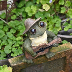 OwMell Frog Statue for Garden, Green Frog Figurine for Outdoor Decor Yard and Garden Decoration Resin Sculpture 6 Inches - Guitar