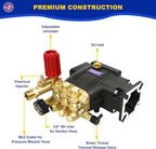 3/4" Shaft Horizontal Triplex Pressure Washer Pump, Replacement Power Washer Pump 2600-3300 PSI,3GPM,Two Kinds of Water Outlet Interfaces,Compatible with Simpson, Honda, Homelite, Troybilt etc.