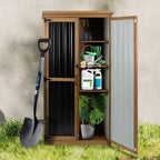 Outdoor Storage Cabinet Waterproof with Shelves, Small Storage Shed, Vertical Tall Patio Backyard Garden Storage Cabinet Tool Organizer for Outside