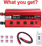 3000W Power Inverter 24V to 110V/120V DC to AC with LCD Display, Remote Controller 4 x AC Outlets and 4 x 3.1A USB Car Adapter for Car Truck Boat RV Solar System