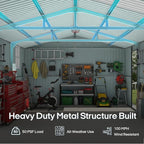 Metal Garage Shed 13x20 FT, Sheds & Outdoor Storage Clearance, Outdoor Storage Shed for Car, Truck, Bike, Lawnmower, Backyard Tool House, Boasting 2 Windows and 2 Translucent Panels