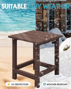 MUCHENGHY Adirondack Outdoor Side Table, 14.7" Patio Side Table Weather Resistant, HDPE Outdoor End Tables for Patio, Brown