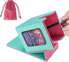 AFIING MTG Deck Box for Commander Display,Card Deck Case Fits 100 Double Sleeved Cards, Magic Commander TCG Card Storage Box with 2 Dividers,Dice Bag and 1 Toploader(Green Rose pink)