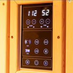 Far Infrared Wooden Sauna Room, Luxurious Canadian Red Cedar Sauna with 2 Oversize Recliners, 220V, 3400 W, 9 Heating Element, Bluetooth Speakers, 7 Color Light, Oxygen Bar, Low EMF