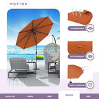 Midtown Umbrellas 10-Year-No-Fade - 9 Ft - UV Proof Dark Orange Polyester Fabric - Umbrella Outdoor Patio, Auto-Tilt Aluminum Frame Patio Umbrella for Garden, Pool & Deck - Black Pole
