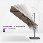 PURPLE LEAF 10 FT Cantilever Patio Umbrella Outdoor Aluminum Offset Square Umbrella with 3 Years Fade Resistance Recycled Fabric and 360-degree Rotation for Deck Pool Garden, Ash Mocha