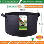 300 Gallon Large Raised Garden Bed Bag (60x24 inch) Big Garden Bag Sturdy Plant Grow Bag for Potato,Tomato Planter,Herb Veggies Planter Bag,Flower Bed,Yard Waste Bag,Lawn Debris Bag,Leaf Bag W/ Gloves