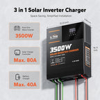 LiTime 3500W All-in-One Solar Inverter Charger, 48V DC to 120V AC Pure Sine Wave Inverter, Built in 80A MPPT Charge Controller, for 48V Lead Acid/LiFePO4 Battery, Home Energy Storage, Off-Grid