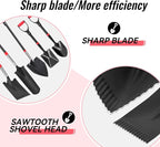SHARK ATTACK 5-Piece Steel Shovel Set with D-Grip Handles - Multi-Size Garden Shovels with Powder Coating for Digging, Planting & Car Emergency