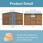 10x8 FT Wood Storage Shed, Outdoor Storage Shed with Lockable Door, Window & Vents, Waterproof Wooden Metal Tool Storage for Garden, Lawn, Backyard, Patio