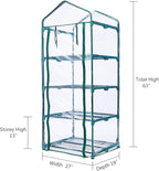 Worth Garden 4 Tier Mini Greenhouse - 63'' H x 27'' L x 19'' W - Sturdy Portable Gardening Shelves with PVC Cover - Small Green House Use in Indoor & Outdoor for Plants Flowers