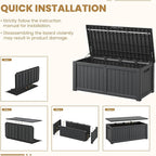 Deck Box, 120 Gallon Outdoor Storage Box Lockable Patio Waterproof for Furniture, Garden Tools, Sports Equipment and Pool Supplies, Waterproof, Resin, Lockable