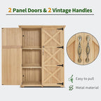 Macrout Outdoor Storage Cabinet, Wooden Storage Shed with Lock, Outside Garden Tool Shed with 2 Doors for Patio Yard Lawn, 1933 (Large)