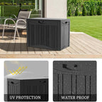 50 Gallon Heavy Duty Outdoor Deck Box with Lockable Lid, All Weather Waterproof Storage for Patio Cushions, Pool Toys, Garden Tools - Rust-Proof Resin Design (Black)