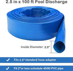 Eastrans 2.5 IN x 100 FT Heavy Duty Flat Discharge Hose, Weather & Burst Resistant, Best Hose for Inground Pools, Pool Filter & Drain Hose