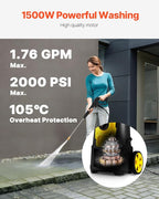 VEVOR Electric Pressure Washer, 2000 PSI, Max. 1.76 GPM Power Washer w/ 30 ft Hose, 5 Quick Connect Nozzles, Foam Cannon, Portable to Clean Patios, Cars, Fences, Driveways, ETL Listed