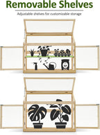 MCombo 2-Tier Wooden Cold Frame Garden Greenhouse Raised Flower Planter Shelf Bed Protection 6057-0160 (Natural)