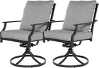 Grand patio Dining Chairs Set of 2，Outdoor Swivel Patio Dining Chairs Set of 2，Swivel Rocker Dining Chair，Outdoor Dining Chairs with Grey Cushions, Patio Chairs for Outside, Garden Lawn Porch