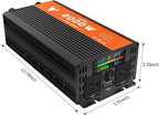 2000 Watt Power Inverter, Car/Outdoor 12V DC to 110V AC Converter, with LED Display, Dual AC Outlets, USB Port, Dual Smart Fans, Cables Included, Suitable for RV, Outdoor, Camping, Boat, Emergency