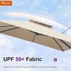 PURPLE LEAF Patio Umbrella with Base Included 9' X 12' Cantilever Outdoor Double Top Large Rectangle Umbrella Heavy Duty 360° Rotation Offset Hanging Umbrella for Garden Deck Pool Spectrum Sand