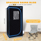 Portable Steam Sauna Tent Full Size, Oversized Personal Sauna Kit for Home Spa, Lightweight Sauna Box with Steamer, Time & Temperature Remote Control, Foldable Chair, 32'' x 32'' x 63''
