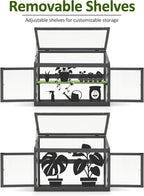 MCombo 2-Tier Wooden Cold Frame Garden Greenhouse Raised Flower Planter Shelf Bed Protection 6057-0160 (Dark Grey)