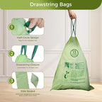 13 Gallon Compostable Trash Bags with Drawstring, Heavy Duty Extra Thick 1 Mil, 49.21 Liter, 30 Bags, Tall Kitchen Food Scrap Waste Bag, ASTM D6400, US BPI and OK Compost Home Certified
