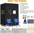Upgraded Portable Steam Sauna, Portable Sauna Box for Home, Home Sauna Tent Full Body, 1200W 3L Steam Generator, 99 Minute Timer, Folding Chair, Remote Control Included(Black)