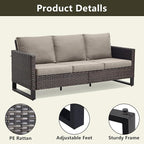 Rilyson Wicker Outdoor Patio Furniture Set - 6 Piece Patio Conversation Set with 2 Swivel Rocker Chairs,2 Rattan Ottoman,1 Couch and 1 Metal Coffee Table for Outside Porch Deck Backyard(Brown/Grey)
